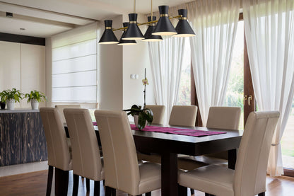 Soriano 6 Light Linear Chandelier Matte Black + Heritage Brass