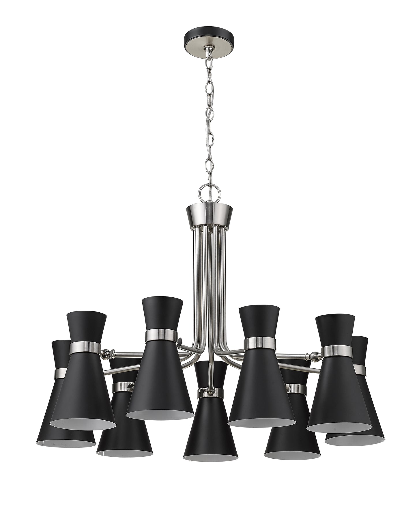 Soriano 9 Light Chandelier Matte Black + Brushed Nickel