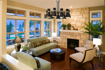 Soriano 9 Light Chandelier Matte Black + Brushed Nickel