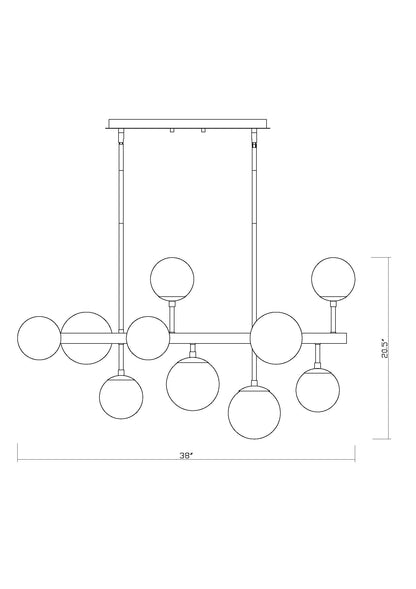 Midnetic 11 Light Linear Chandelier Matte Black