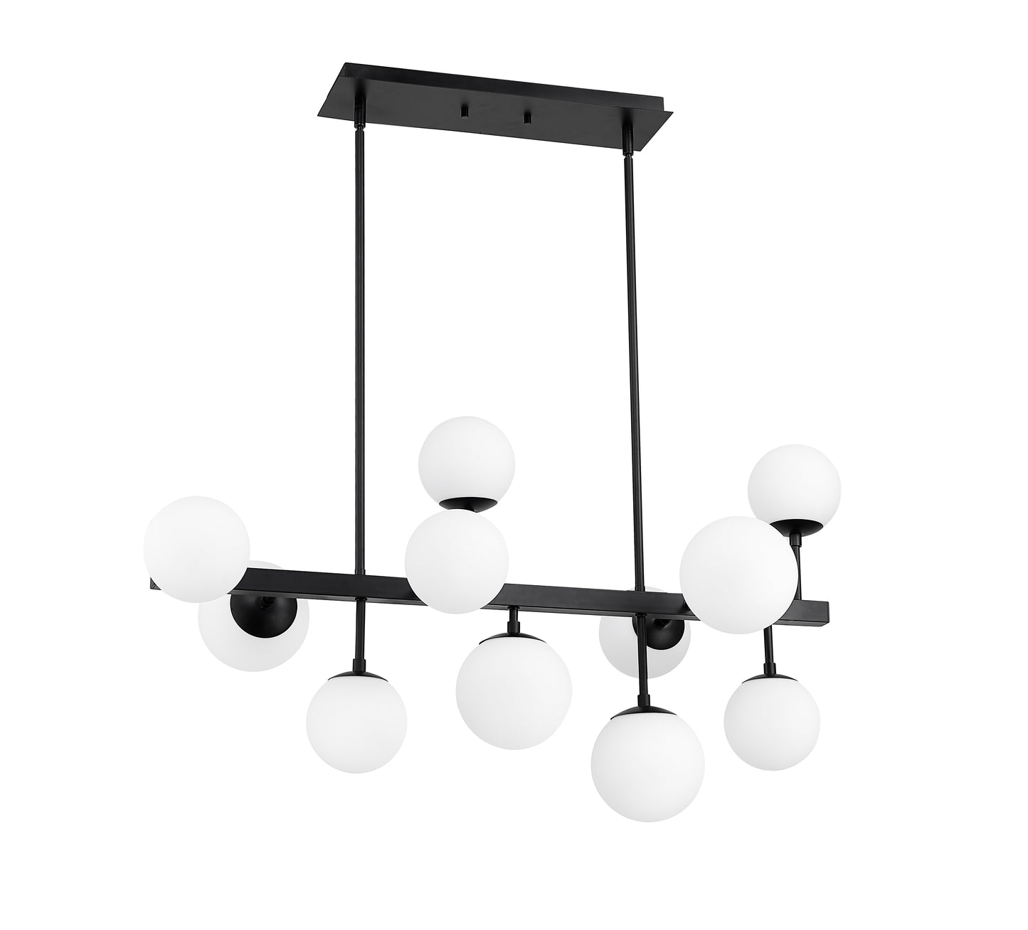 Midnetic 11 Light Linear Chandelier Matte Black