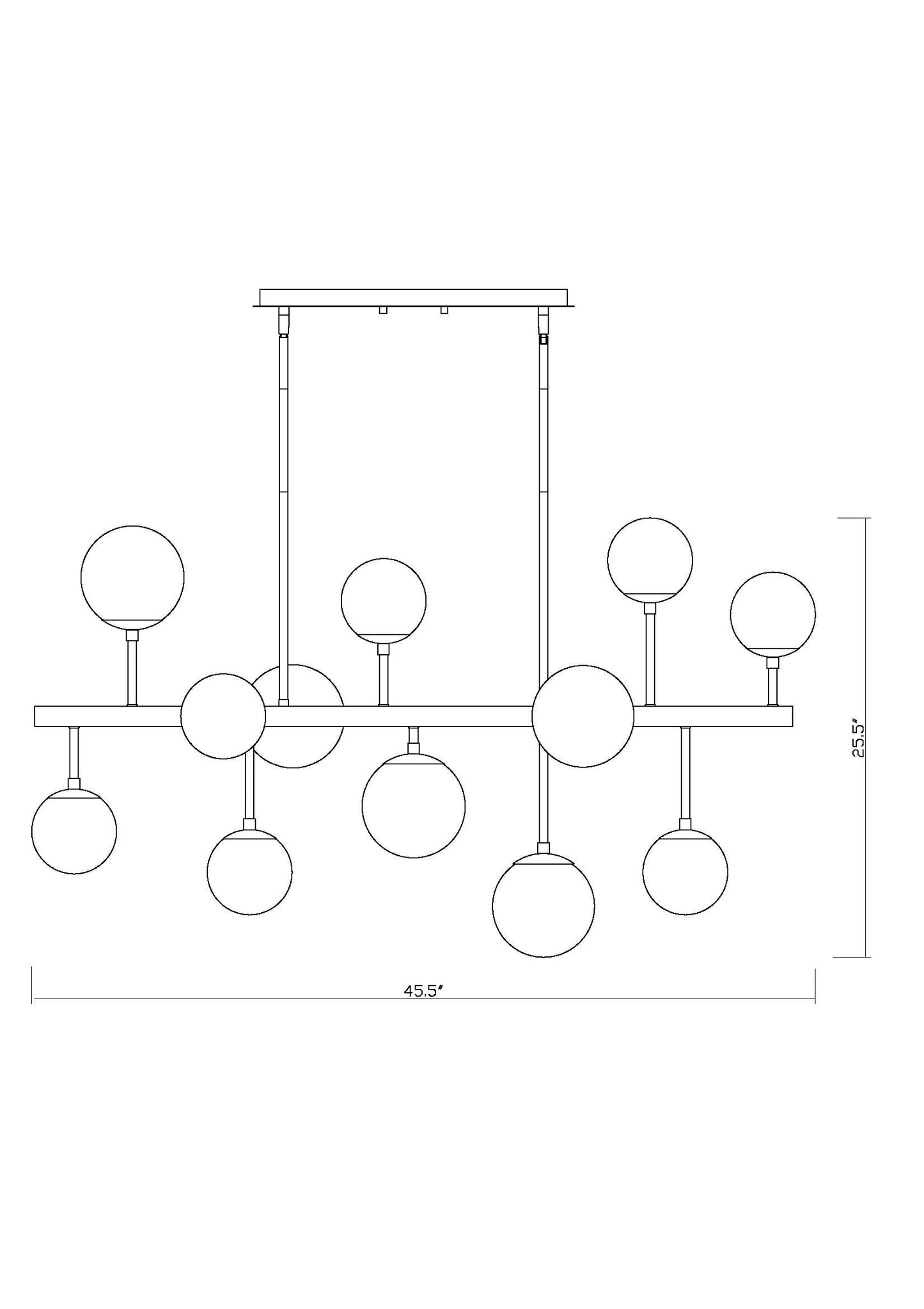 Midnetic 13 Light Linear Chandelier Matte Black