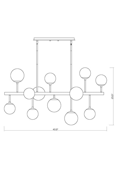Midnetic 13 Light Linear Chandelier Matte Black