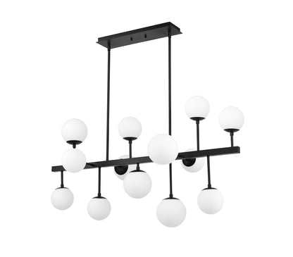 Midnetic 13 Light Linear Chandelier Matte Black