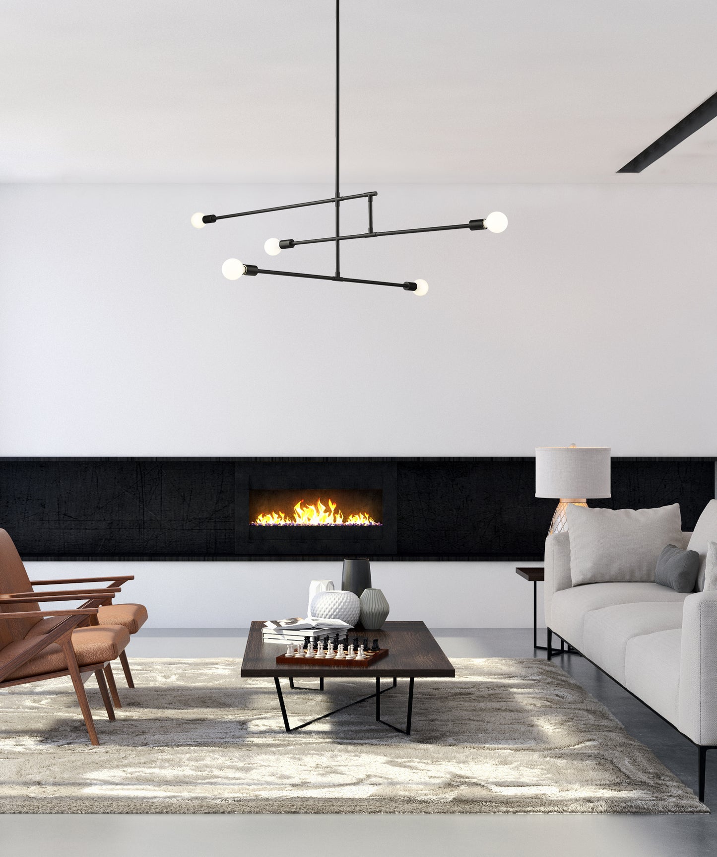 Modernist 5 Light Chandelier Matte Black