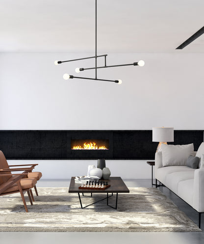 Modernist 5 Light Chandelier Matte Black