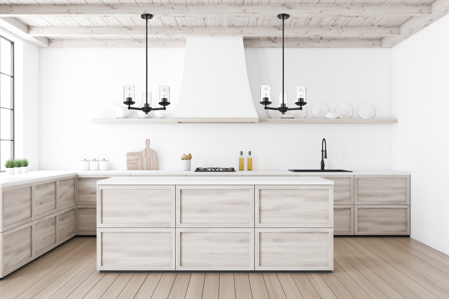 Thayer 3 Light Chandelier Matte Black