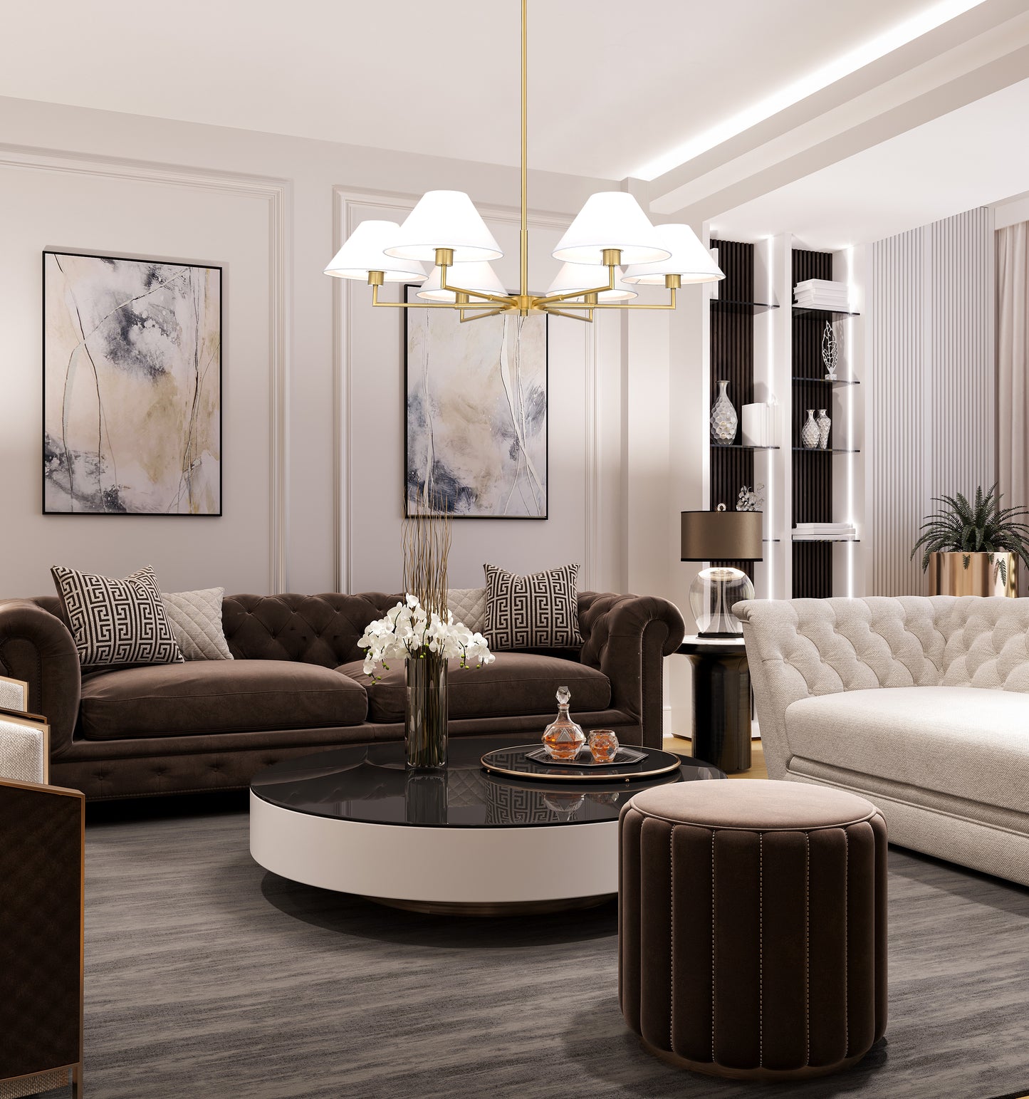 Leila 6 Light Chandelier Luxe Gold