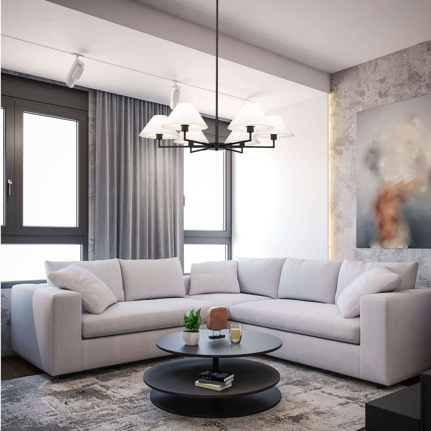 Leila 6 Light Chandelier Matte Black