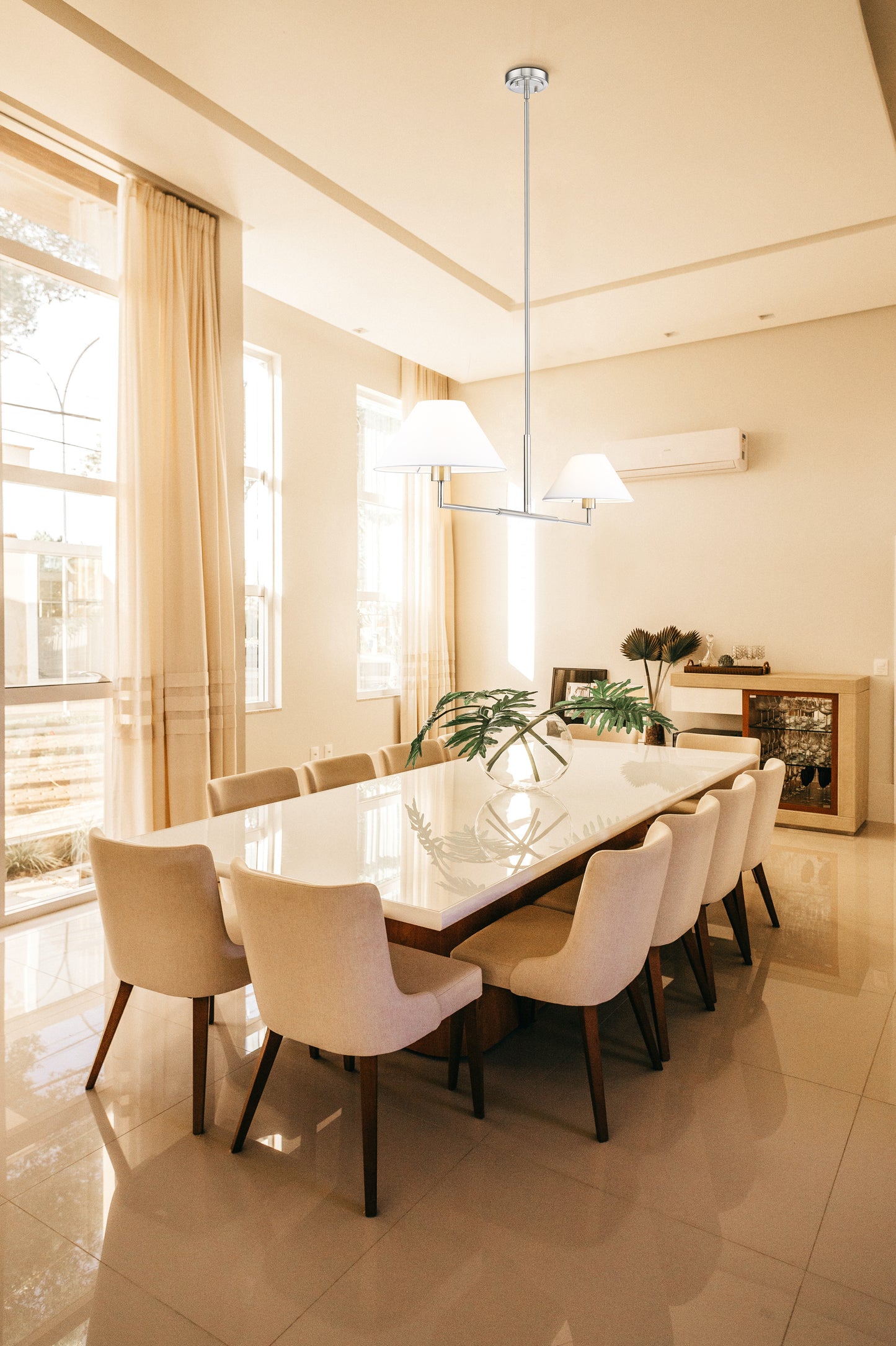 Leila 2 Light Chandelier Brushed Nickel