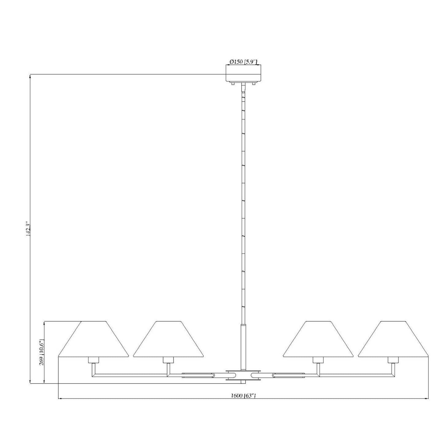 Leila 6 Light Chandelier Matte Black