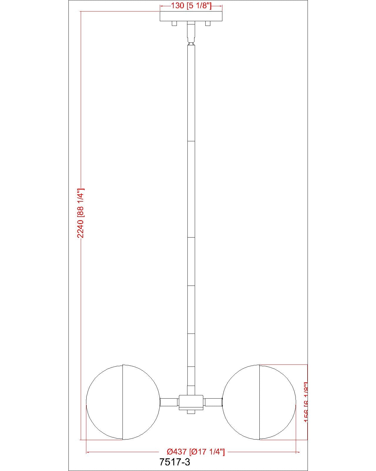 Realm Sphere 3 Light Chandelier Matte Black