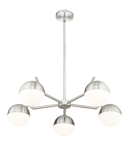 Realm Sphere 5 Light Chandelier Brushed Nickel