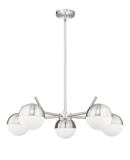 Realm Sphere 5 Light Chandelier Brushed Nickel