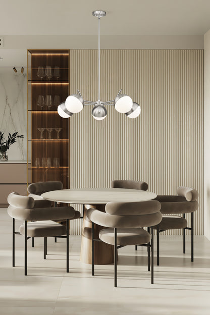 Realm Sphere 5 Light Chandelier Brushed Nickel