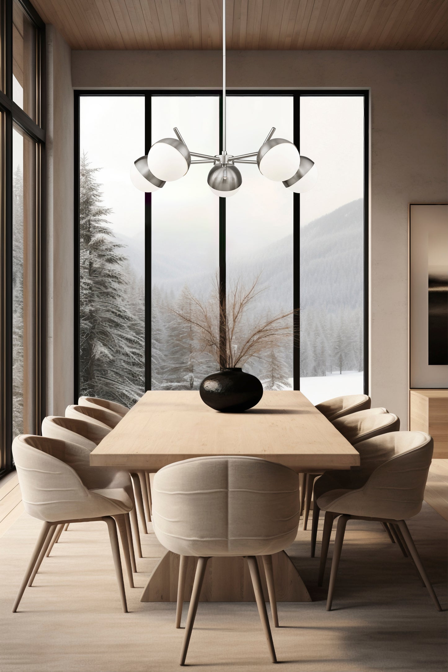 Realm Sphere 5 Light Chandelier Brushed Nickel