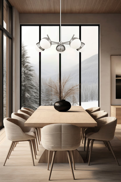 Realm Sphere 5 Light Chandelier Brushed Nickel