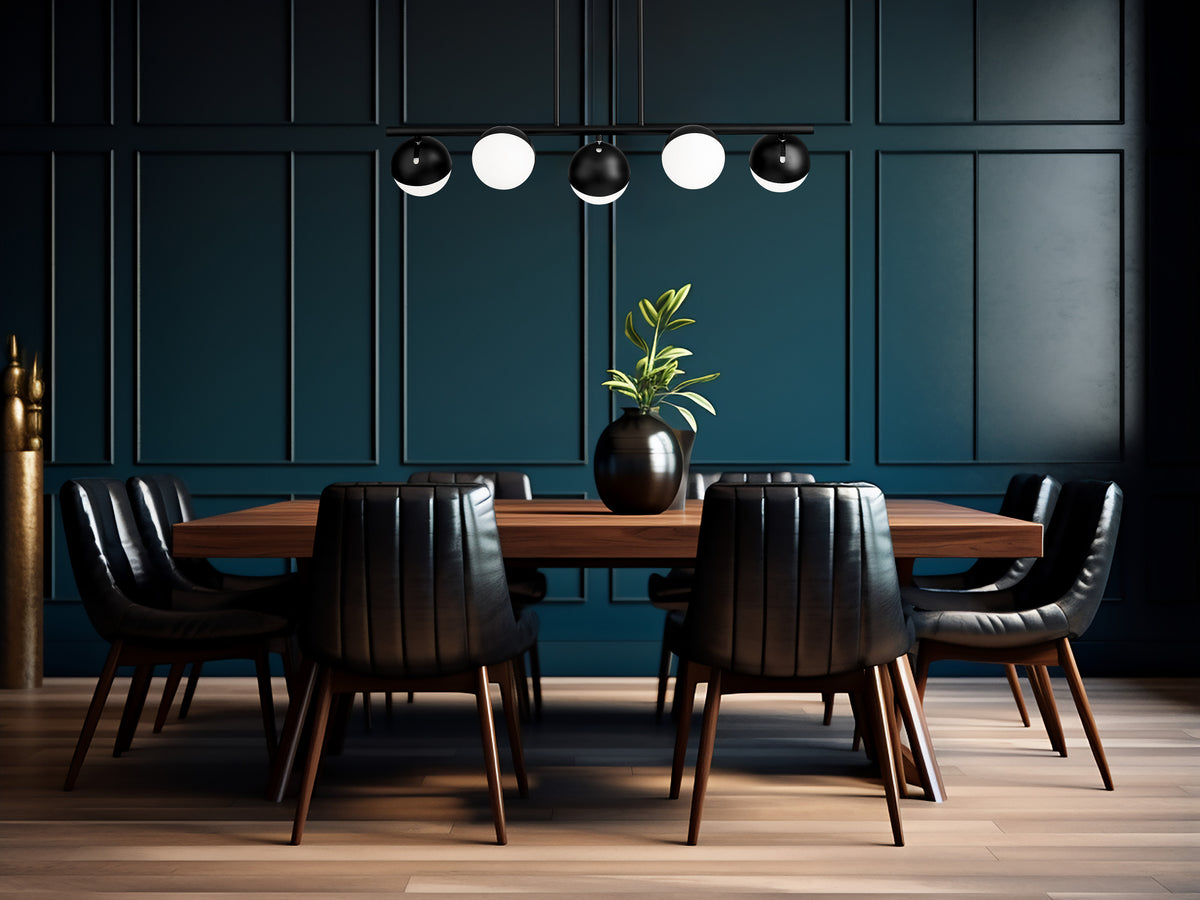 Realm Sphere 5 Light Linear Chandelier Matte Black