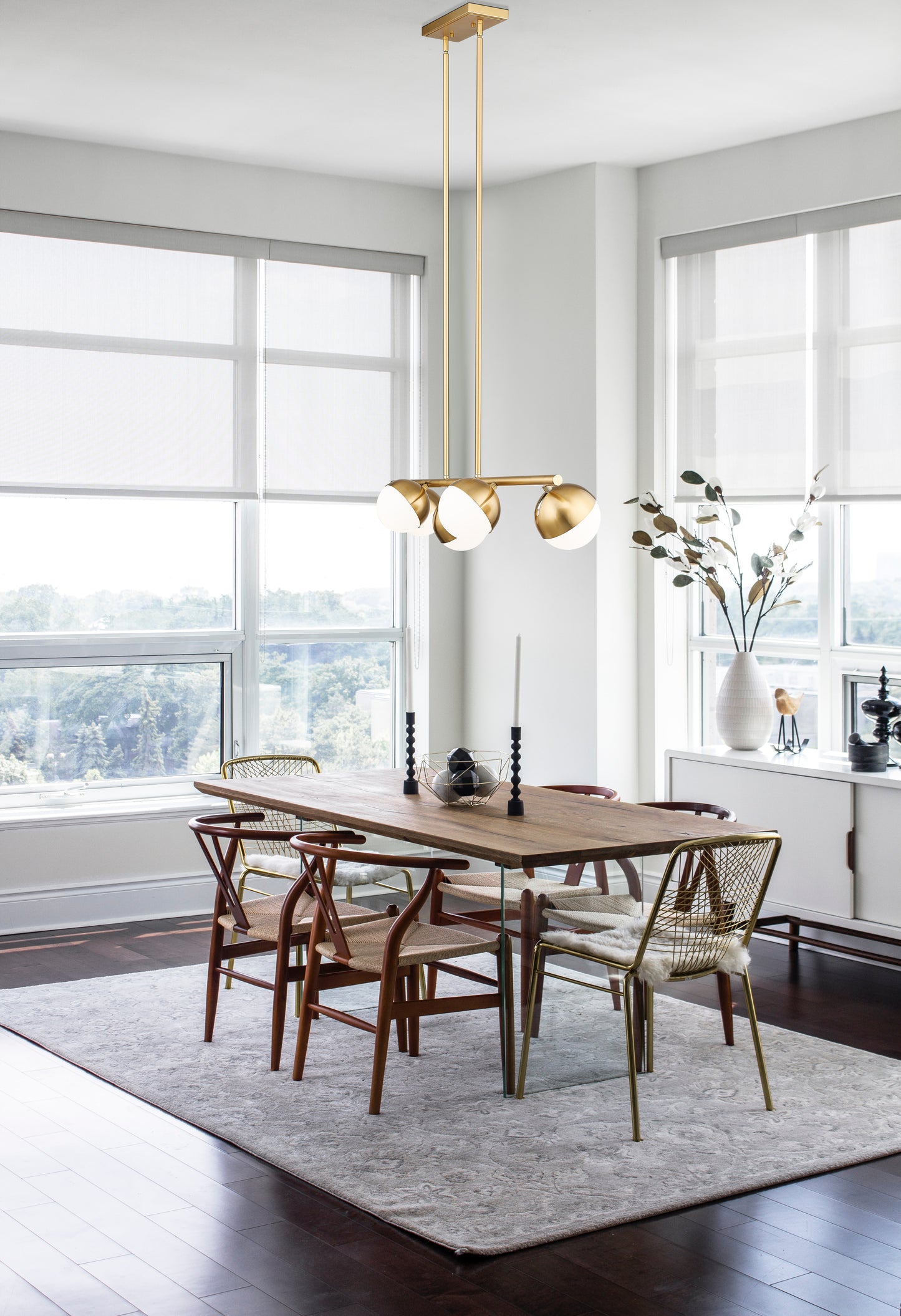 Realm Sphere 5 Light Linear Chandelier Modern Gold
