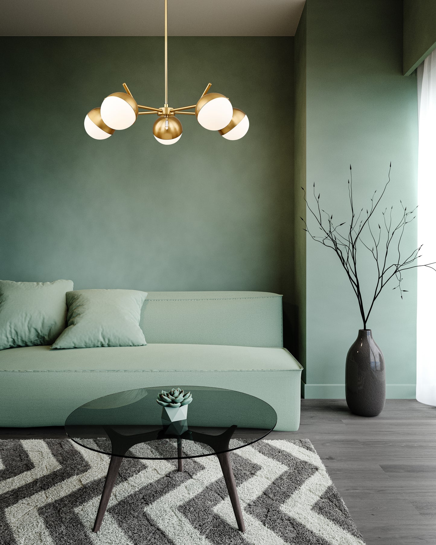 Realm Sphere 5 Light Chandelier Modern Gold