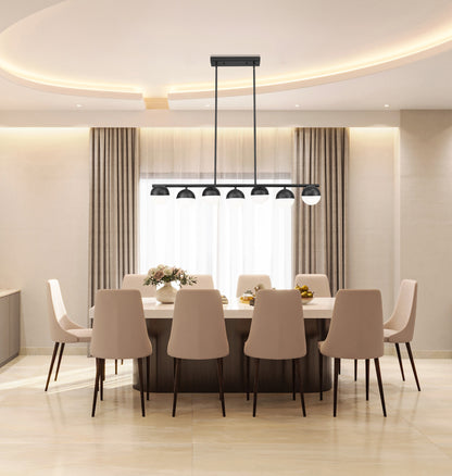 Realm Sphere 7 Light Linear Chandelier Matte Black