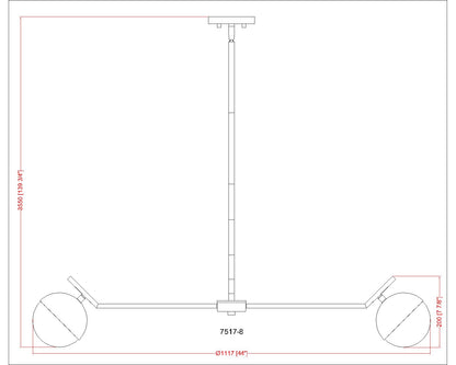 Realm Sphere 8 Light Chandelier Brushed Nickel