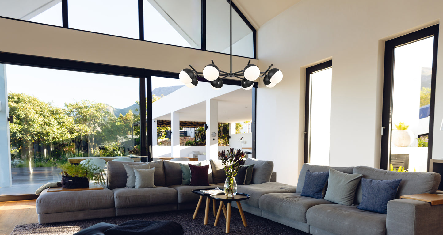 Realm Sphere 8 Light Chandelier Matte Black