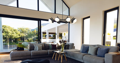 Realm Sphere 8 Light Chandelier Matte Black