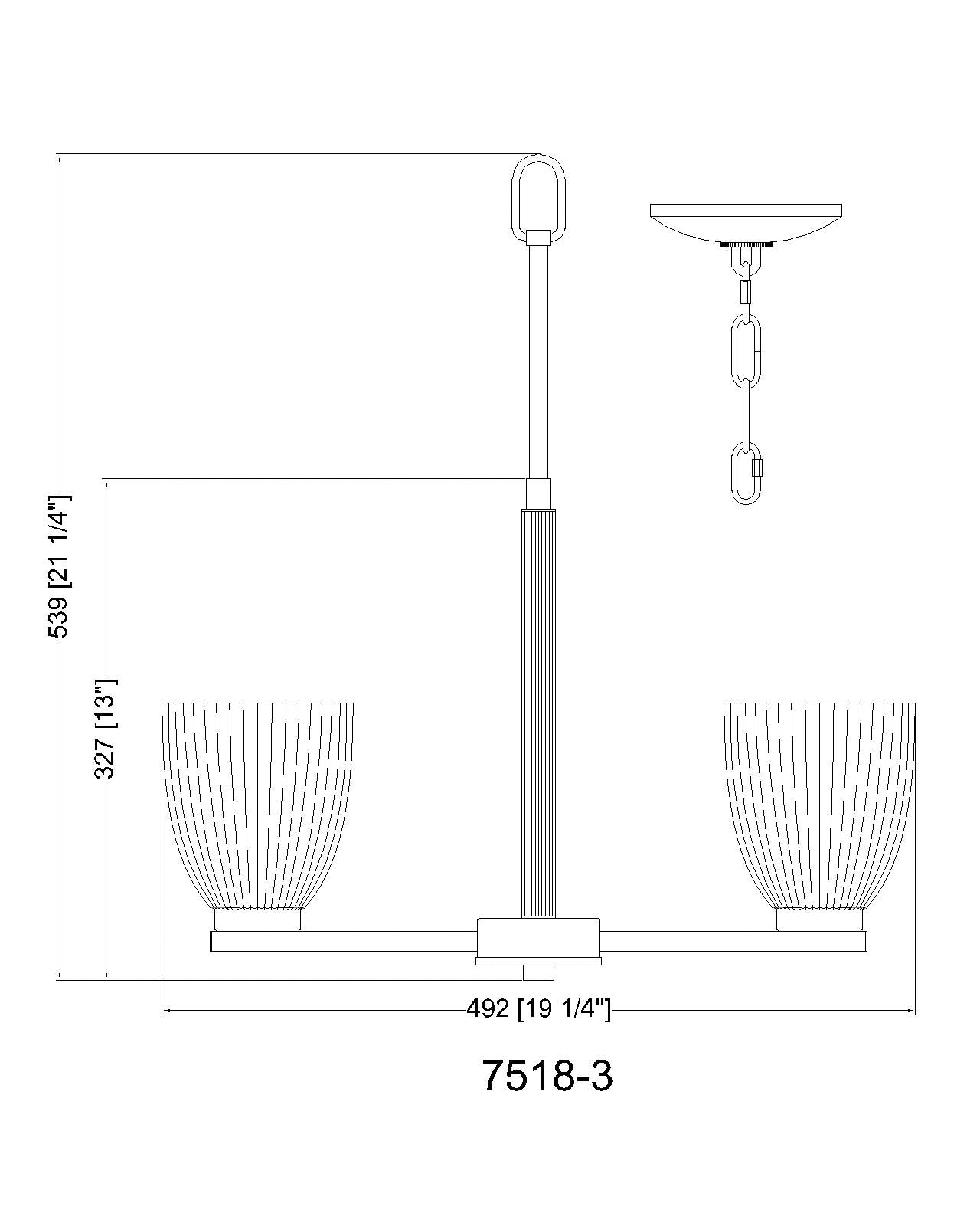 Naya 3 Light Chandelier Matte Black