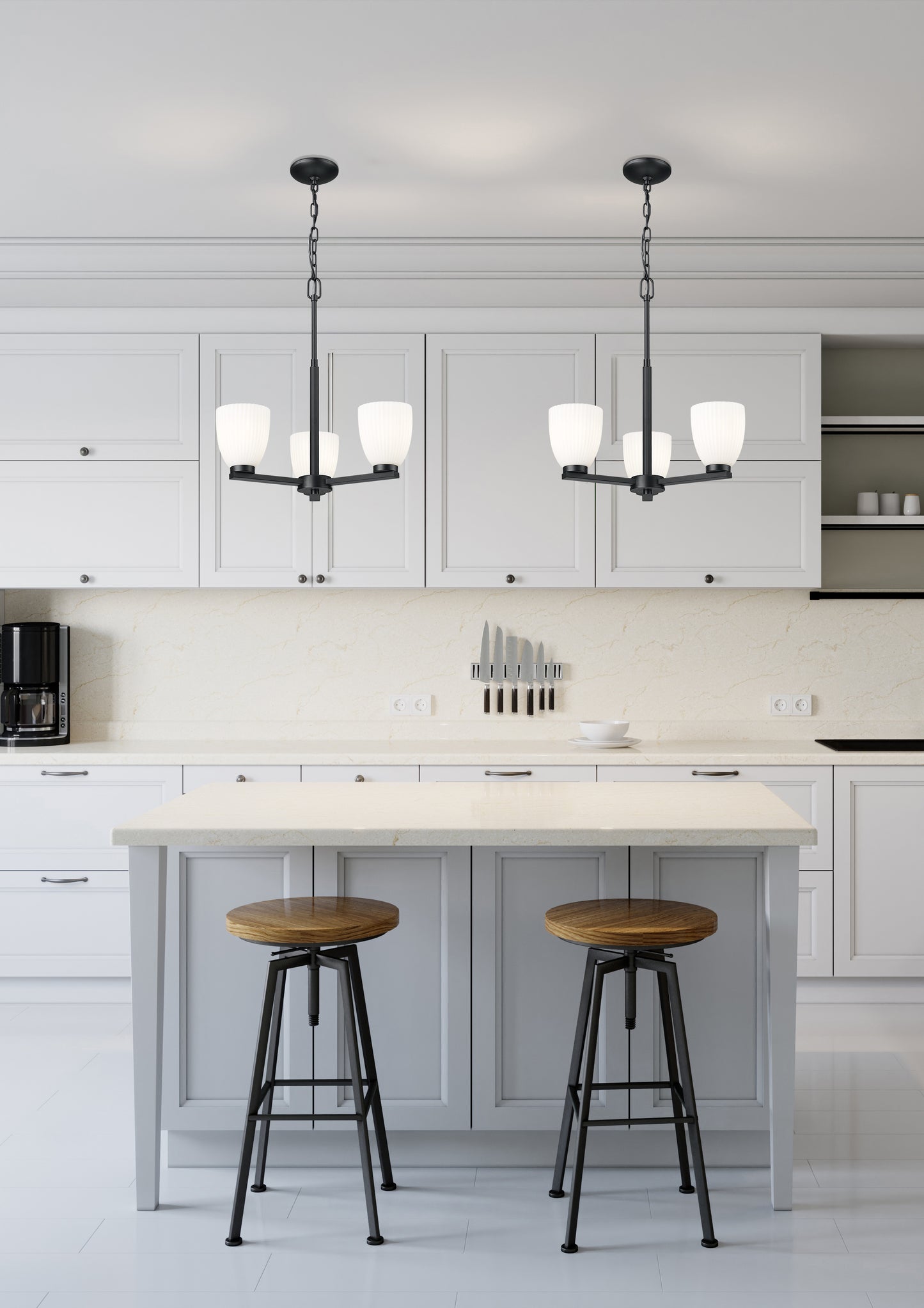 Naya 3 Light Chandelier Matte Black