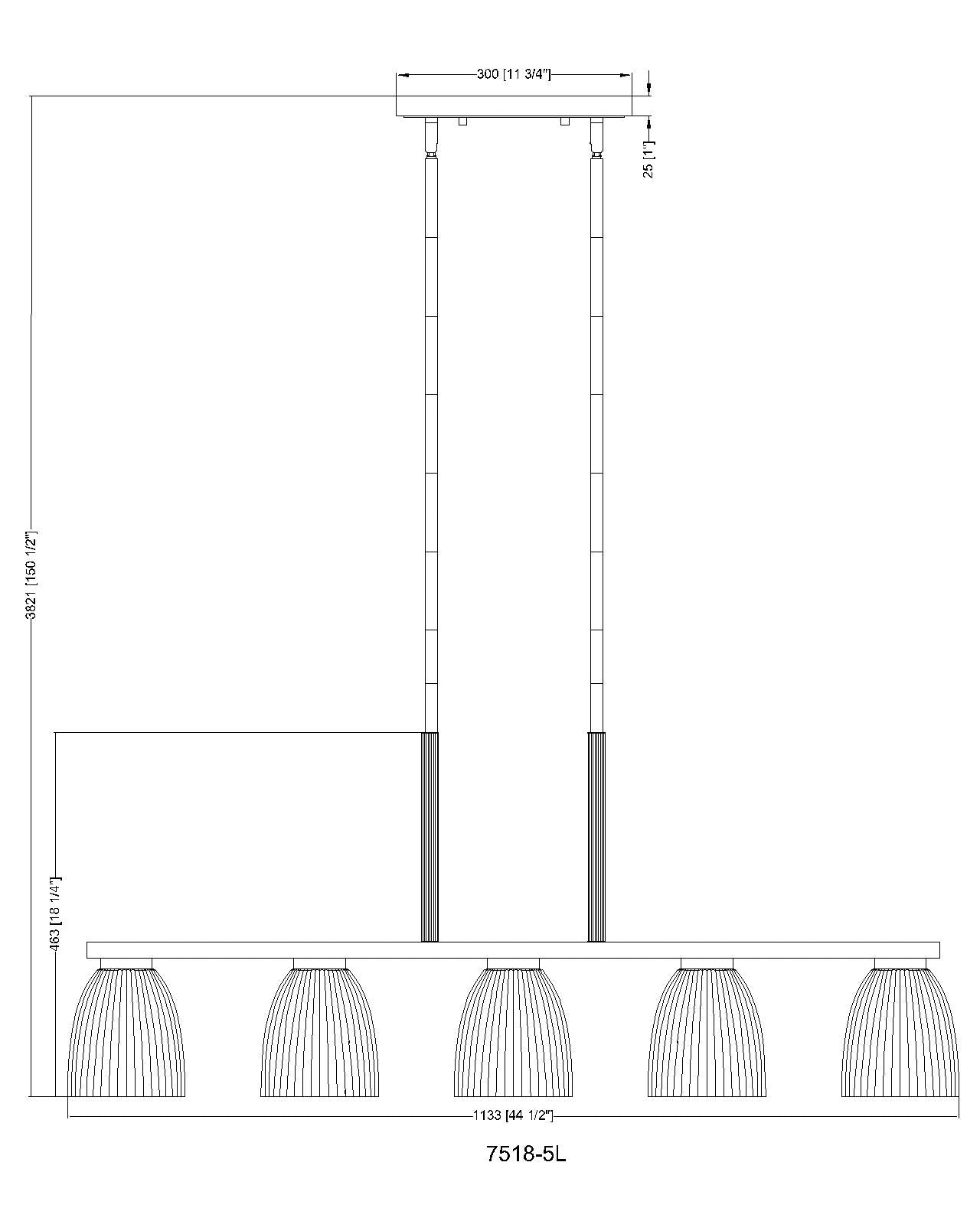 Naya 5 Light Linear Chandelier Matte Black