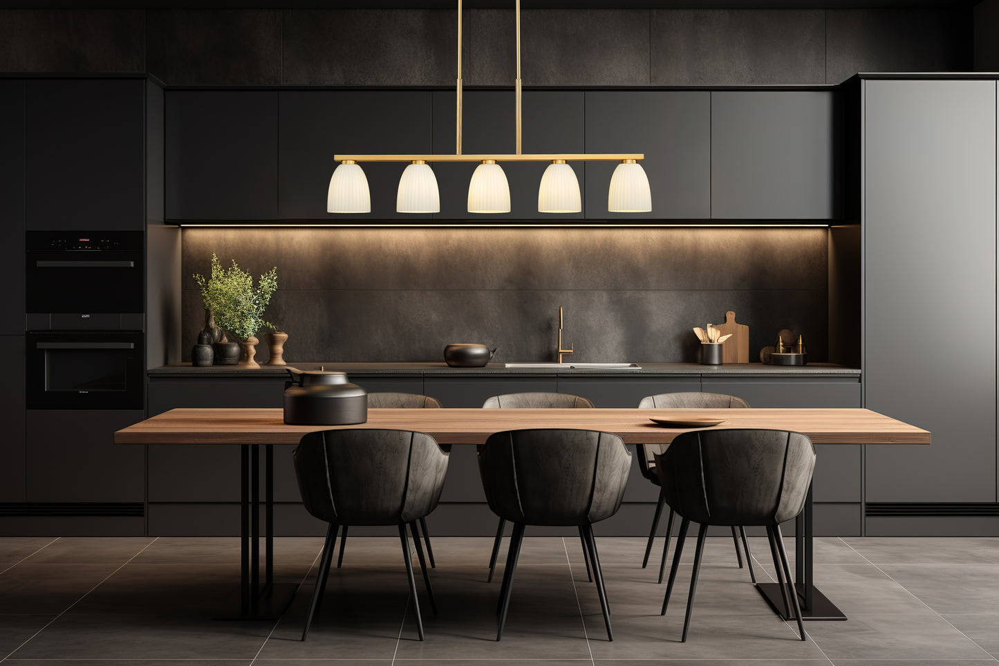 Naya 5 Light Linear Chandelier Modern Gold