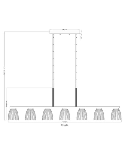 Naya 7 Light Linear Chandelier Matte Black