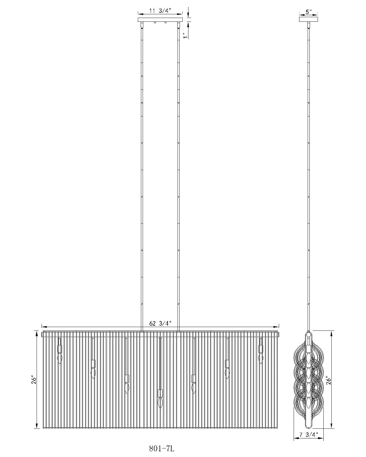 Contour 7 Light Linear Chandelier White