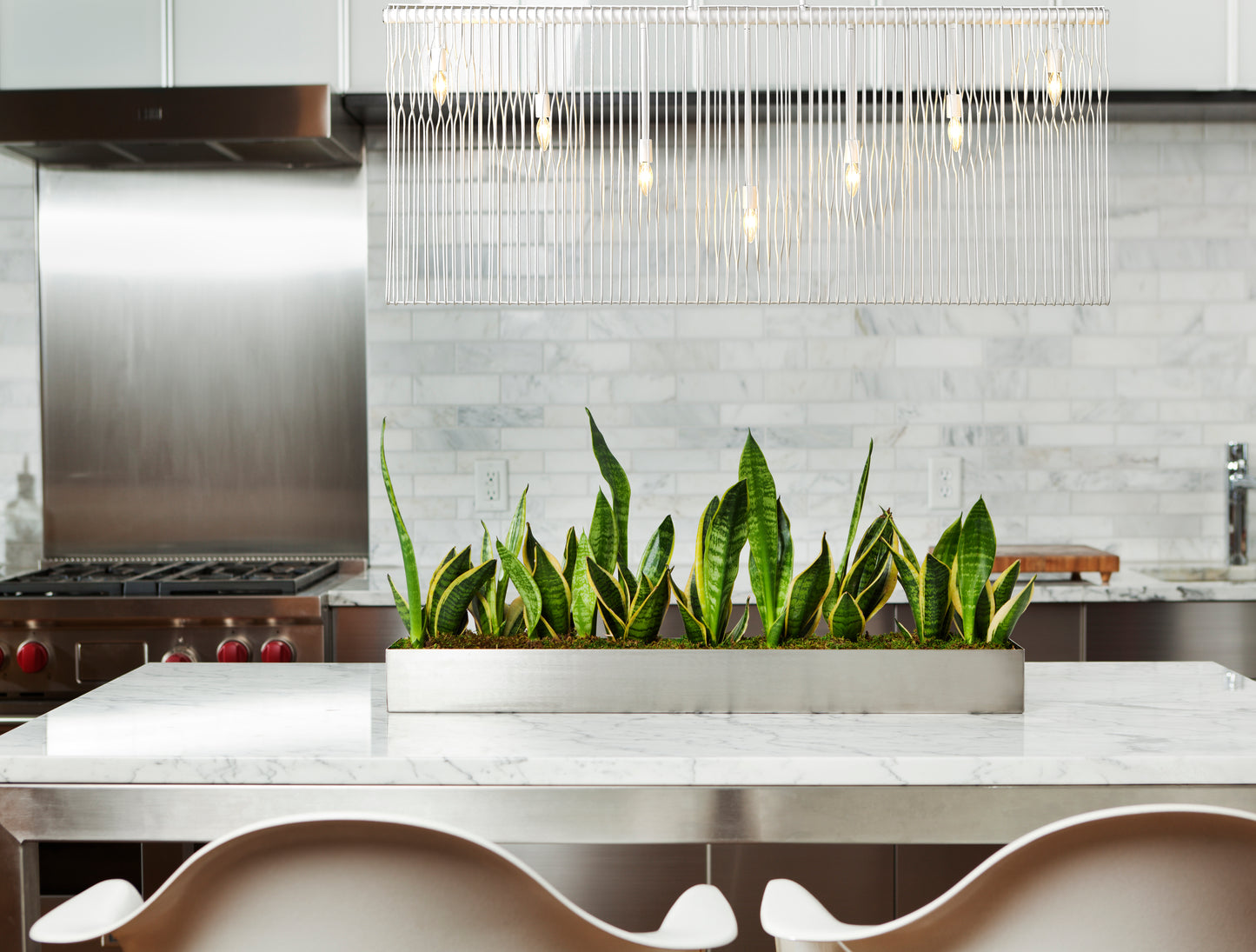 Contour 7 Light Linear Chandelier White