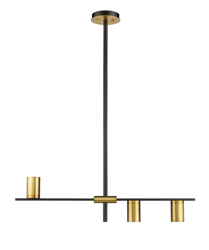 Calumet 3 Light Linear Chandelier Matte Black + Olde Brass