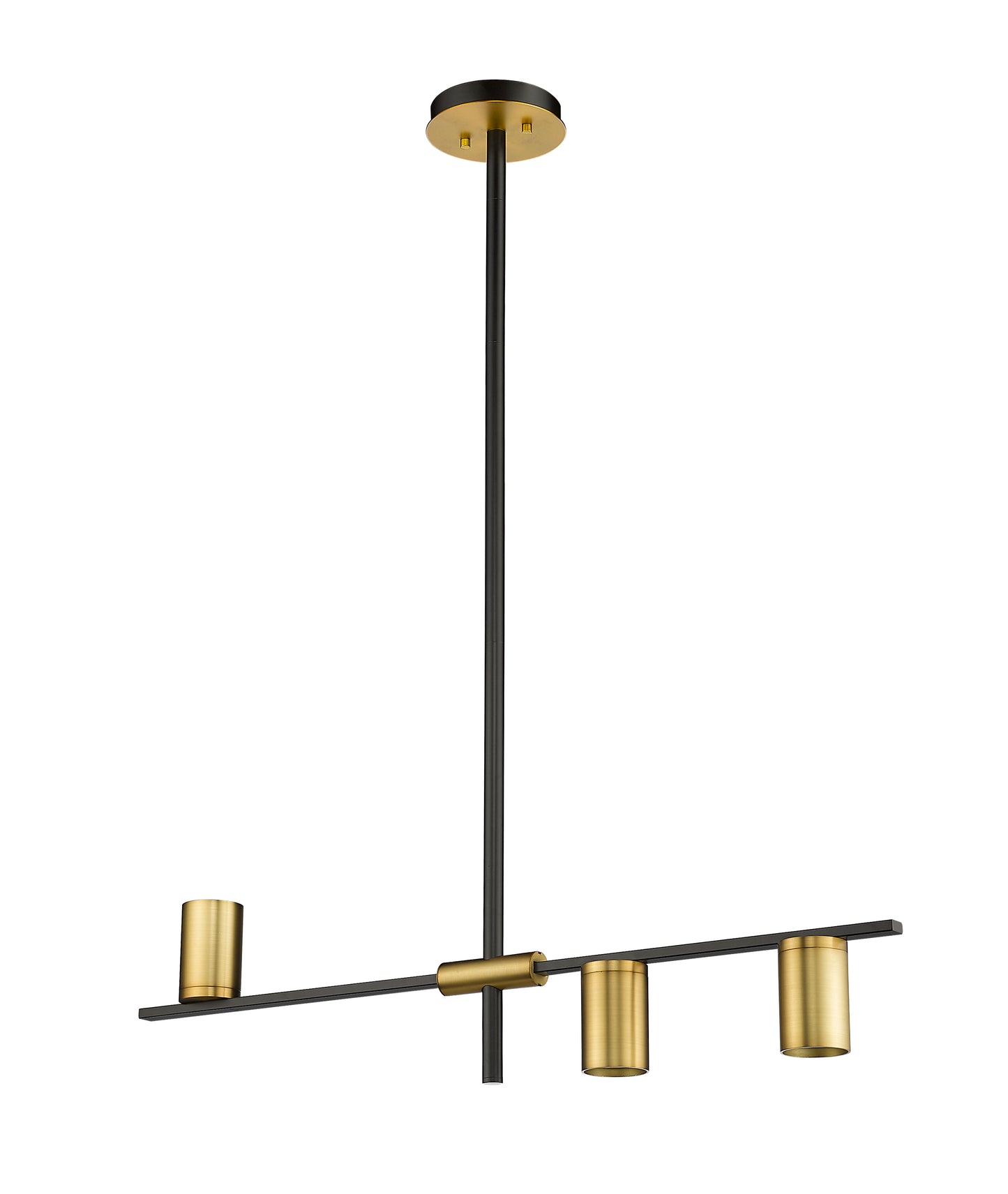 Calumet 3 Light Linear Chandelier Matte Black + Olde Brass