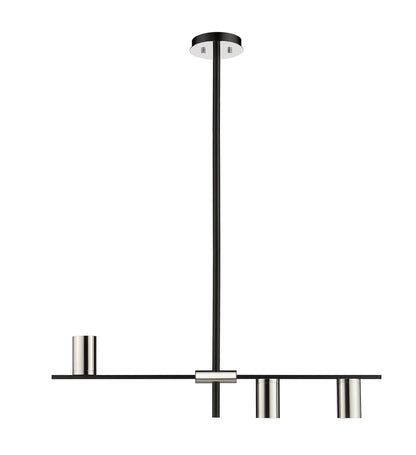 Calumet GU10 3 Light Linear Chandelier Matte Black + Polished Nickel