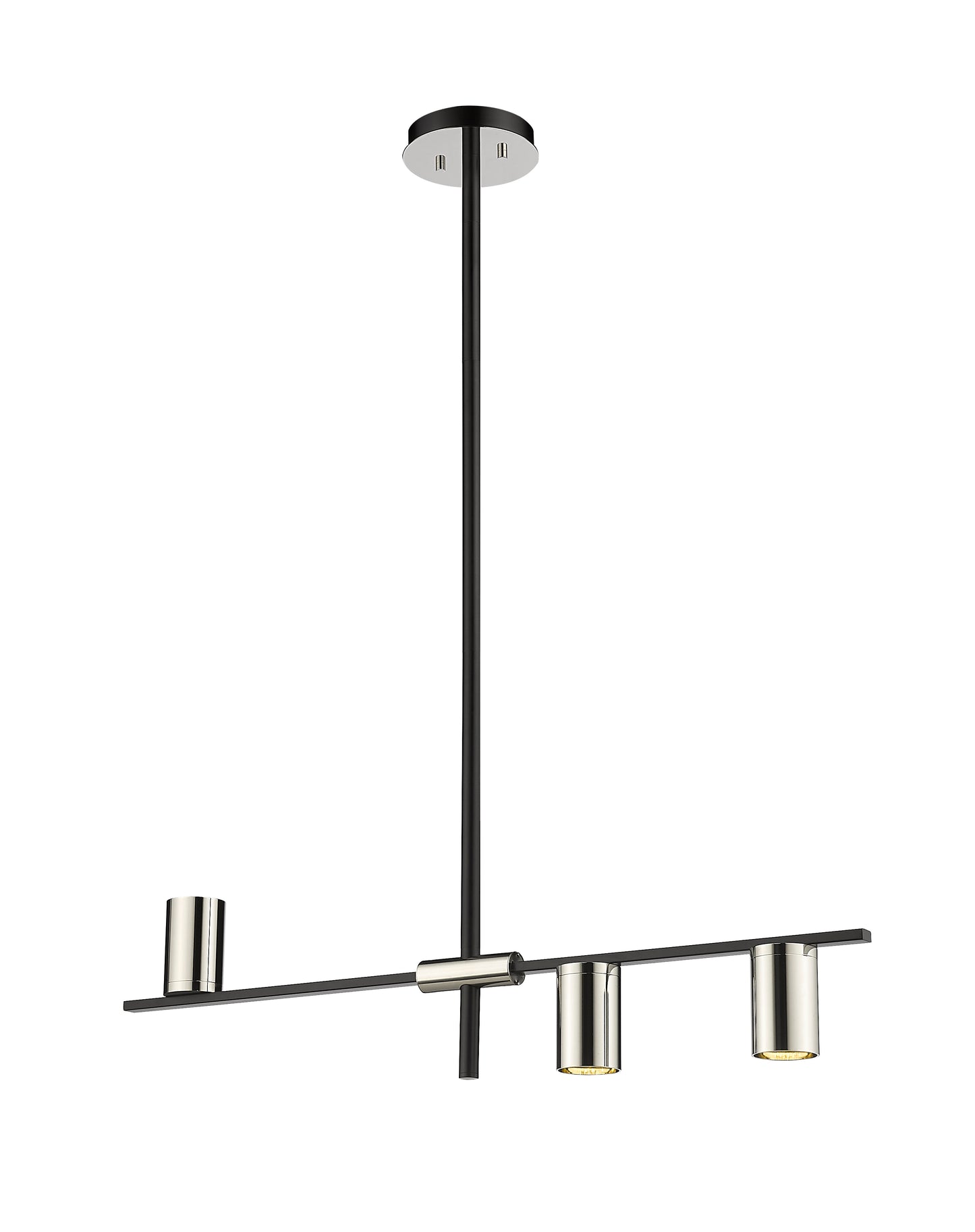 Calumet GU10 3 Light Linear Chandelier Matte Black + Polished Nickel