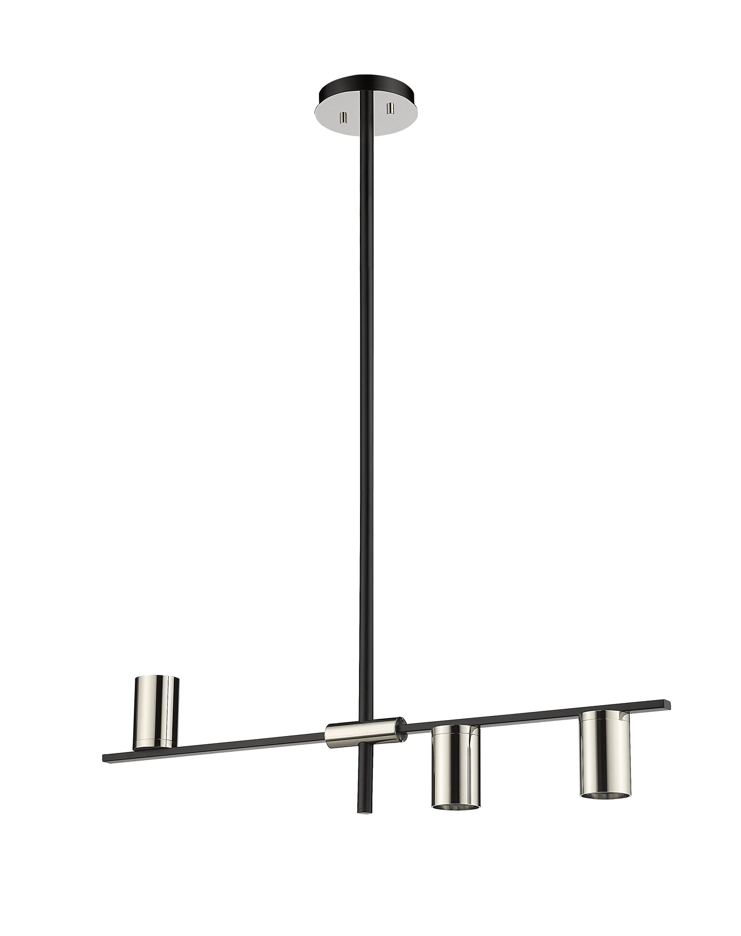Calumet GU10 3 Light Linear Chandelier Matte Black + Polished Nickel