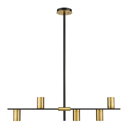 Calumet GU10 5 Light Linear Chandelier Matte Black + Olde Brass