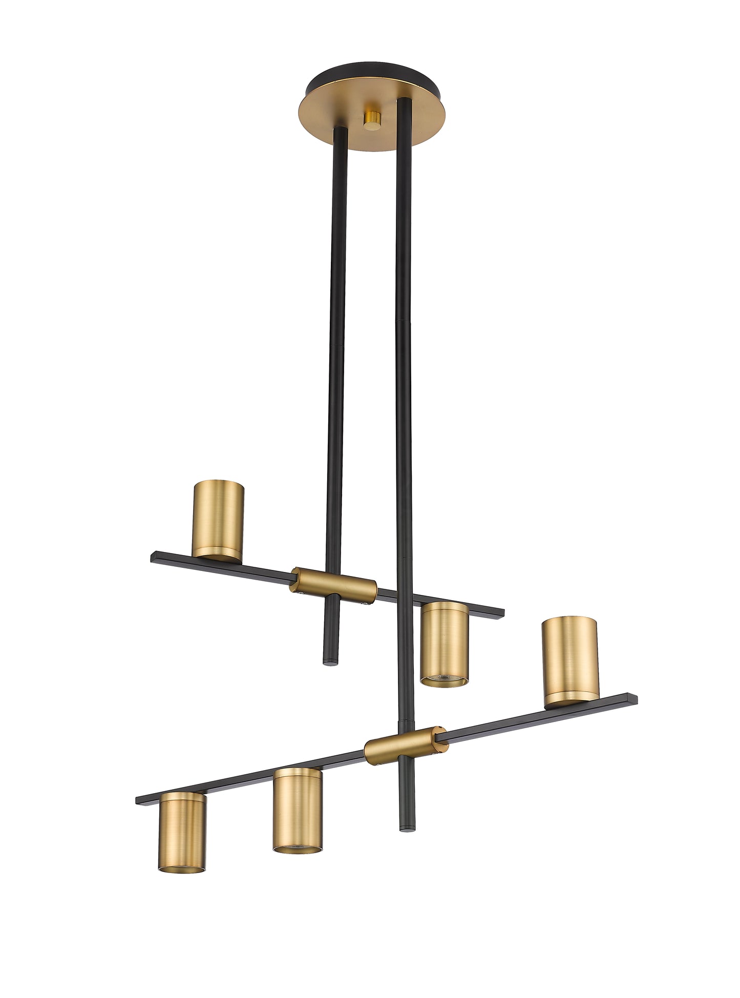 Calumet GU10 5 Light Chandelier Matte Black + Olde Brass