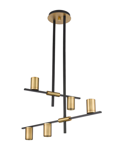 Calumet GU10 5 Light Chandelier Matte Black + Olde Brass