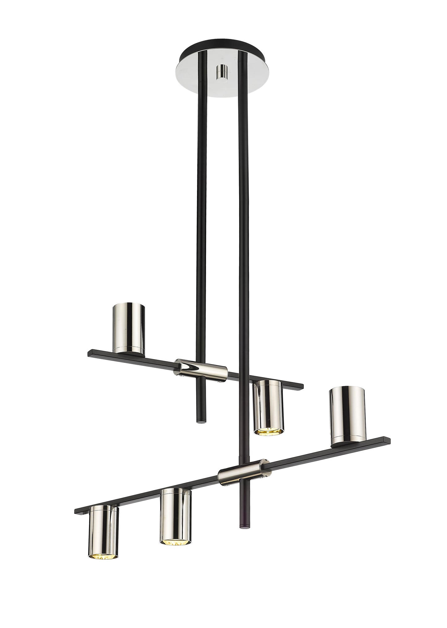 Calumet GU10 5 Light Chandelier Matte Black + Polished Nickel