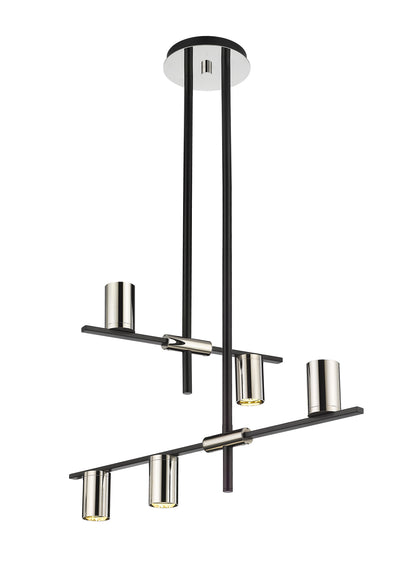Calumet GU10 5 Light Chandelier Matte Black + Polished Nickel