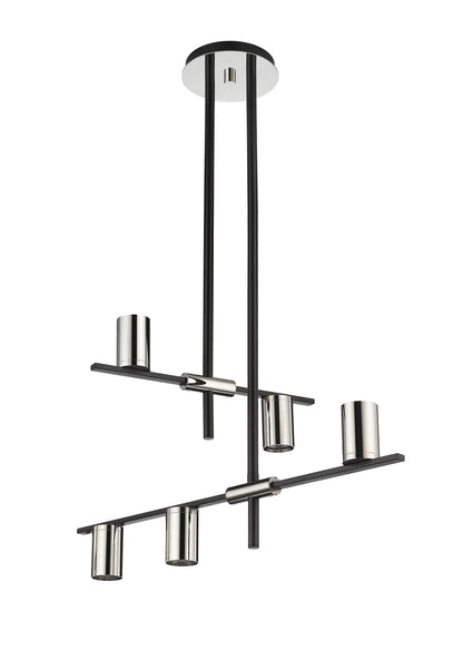 Calumet GU10 5 Light Chandelier Matte Black + Polished Nickel