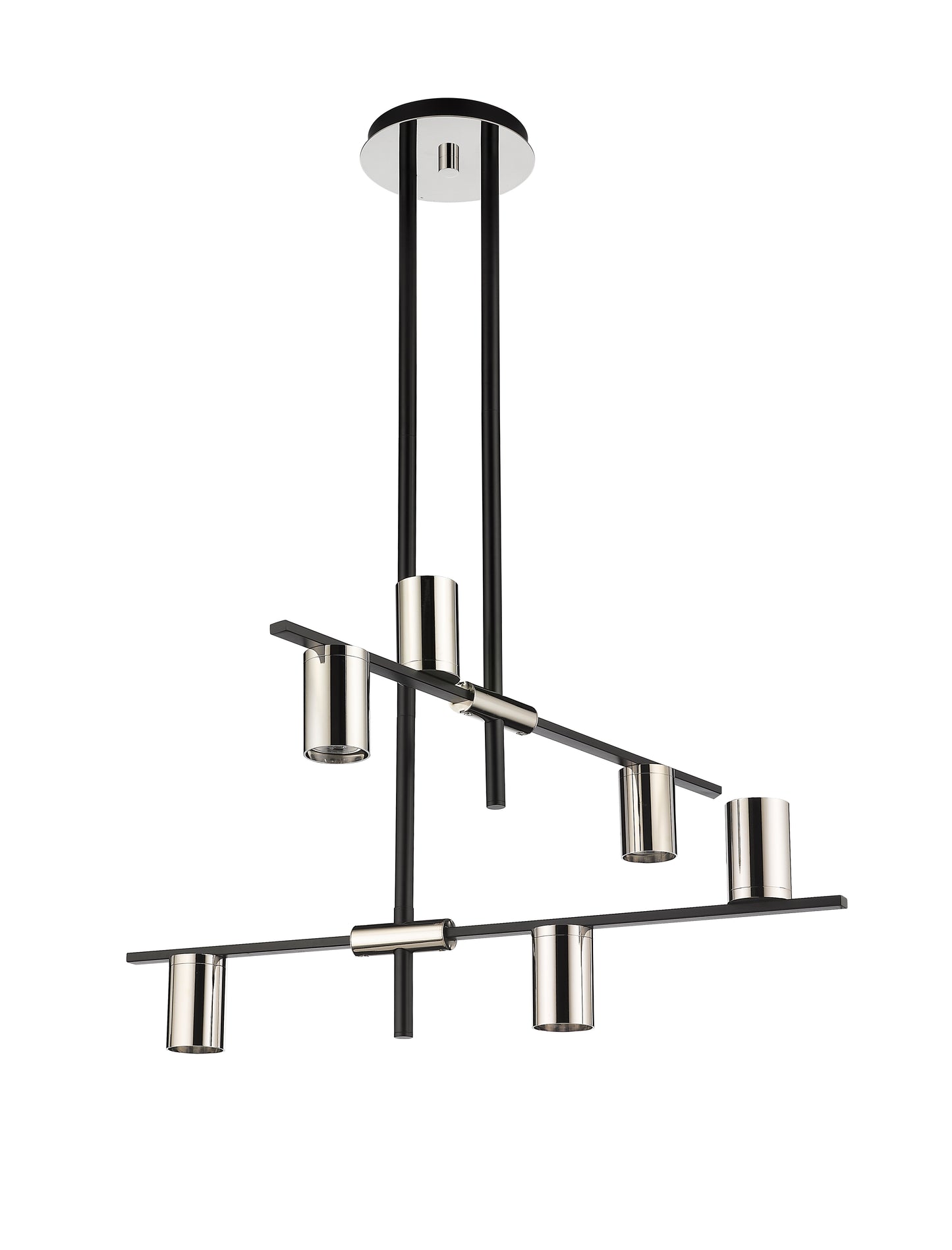 Calumet GU10 6 Light Chandelier Matte Black + Polished Nickel