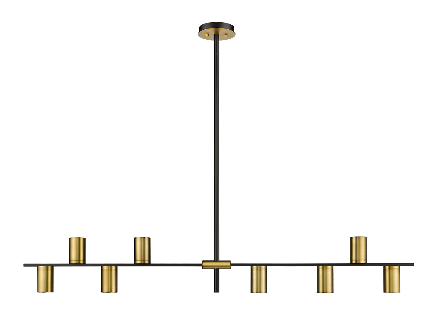 Calumet GU10 8 Light Linear Chandelier Matte Black + Olde Brass