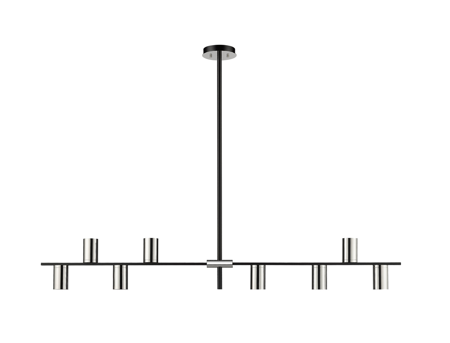 Calumet GU10 8 Light Linear Chandelier Matte Black + Polished Nickel