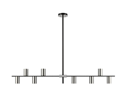 Calumet GU10 8 Light Linear Chandelier Matte Black + Polished Nickel